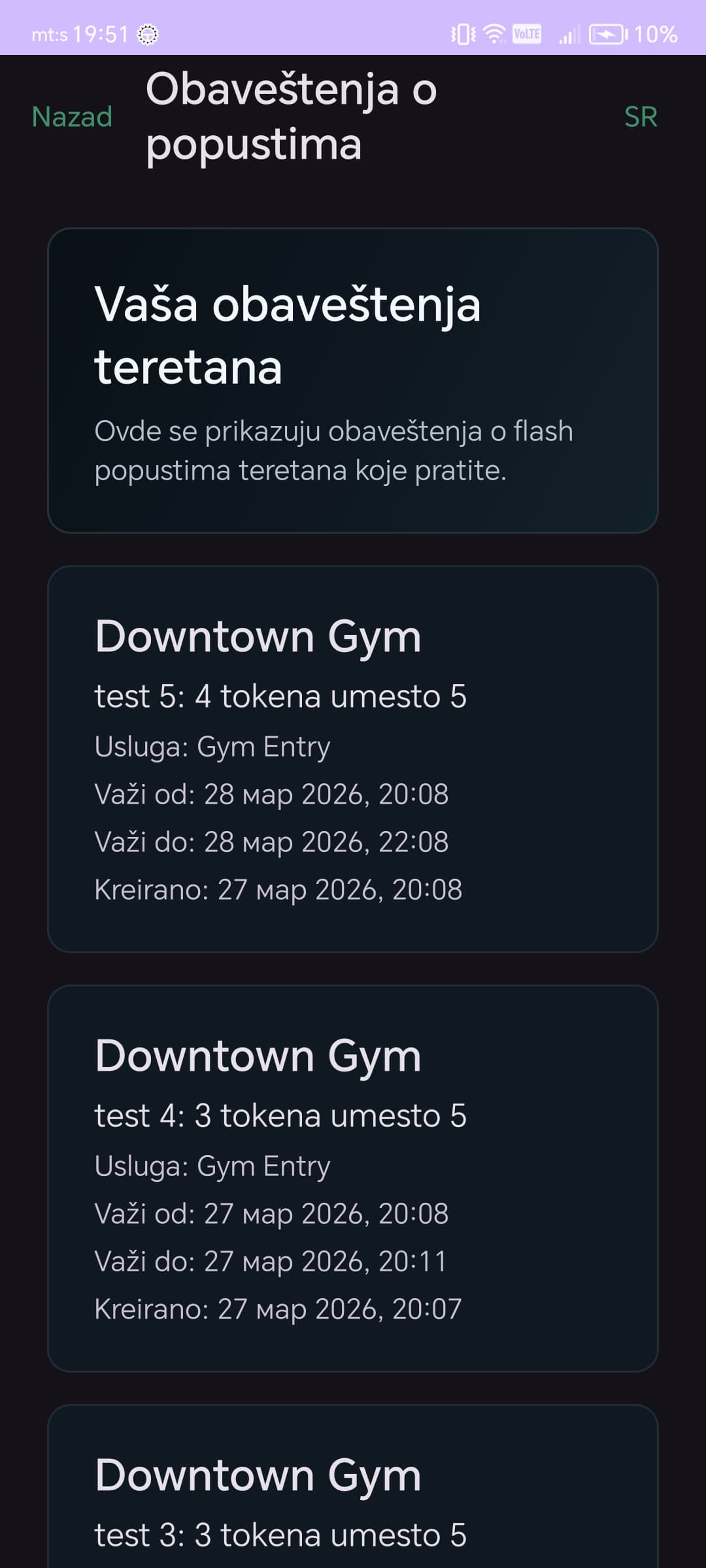 TokenPass obaveštenja o popustima