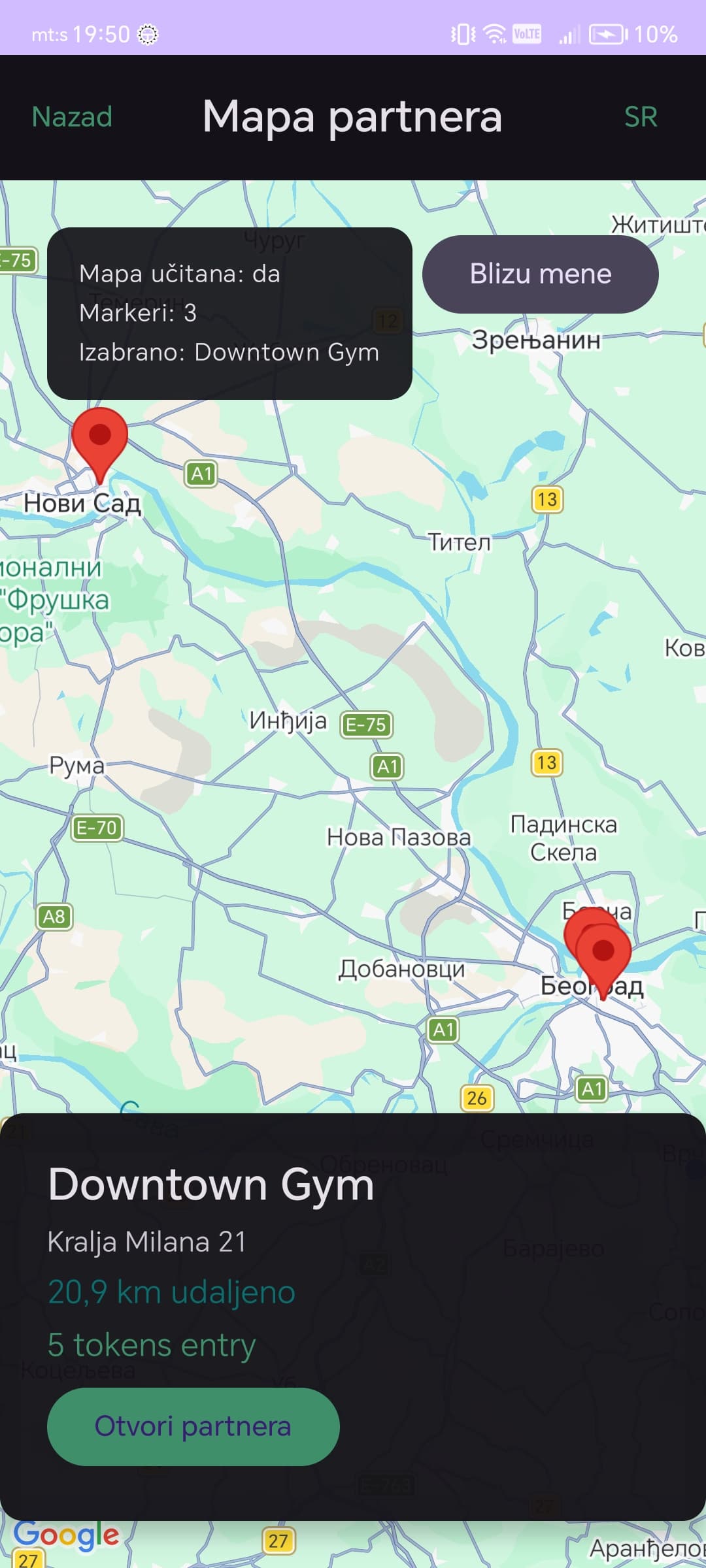 TokenPass mapa partnera